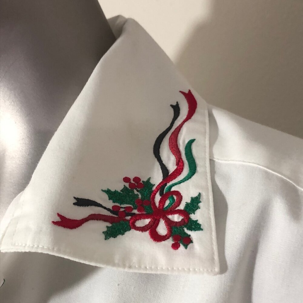 Pendleton Knockabout Women's Vintage White Christmas Embroidered Blouse Size 6 - Picture 6 of 13